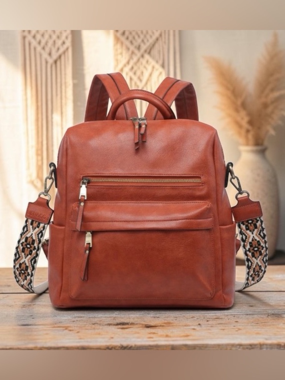 New!!!! Convertible Ladies Backpack in Warm Rust with guitar strap